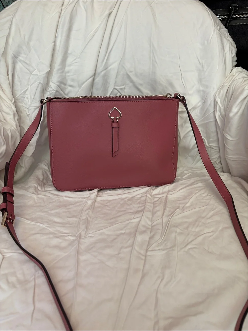 kate spade rose pink leather crossbody bag with spade charm